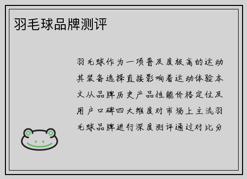 羽毛球品牌测评